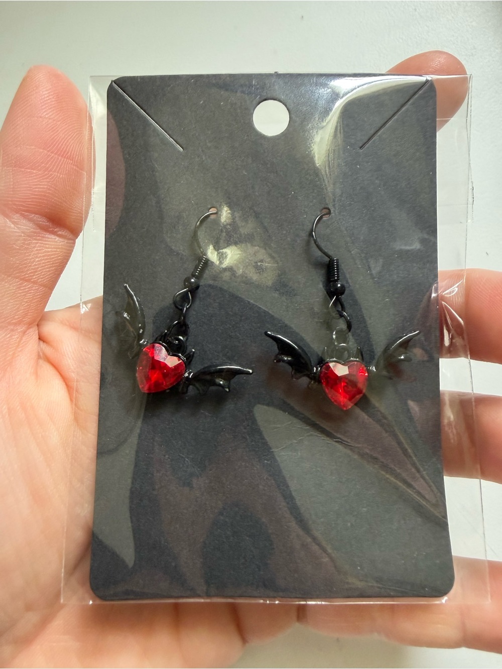 Red Heart Wing Dangle Earrings - Women Jewelry